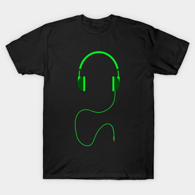 Minimalistic Green Headphones T-Shirt by felixbunny